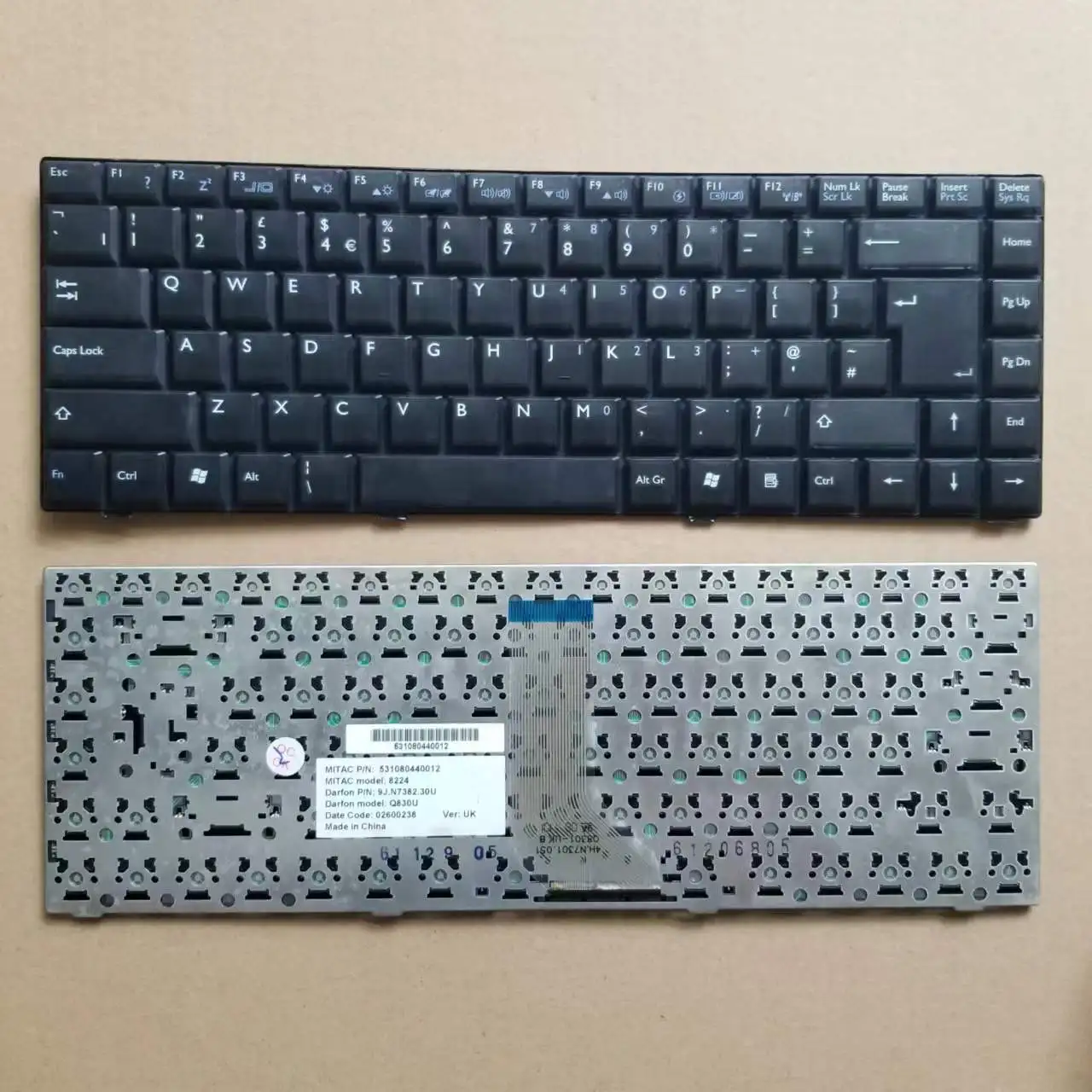 

New For Benq 7000 Series UK Laptop Keyboard Black 9J.N7382.30U Q830U