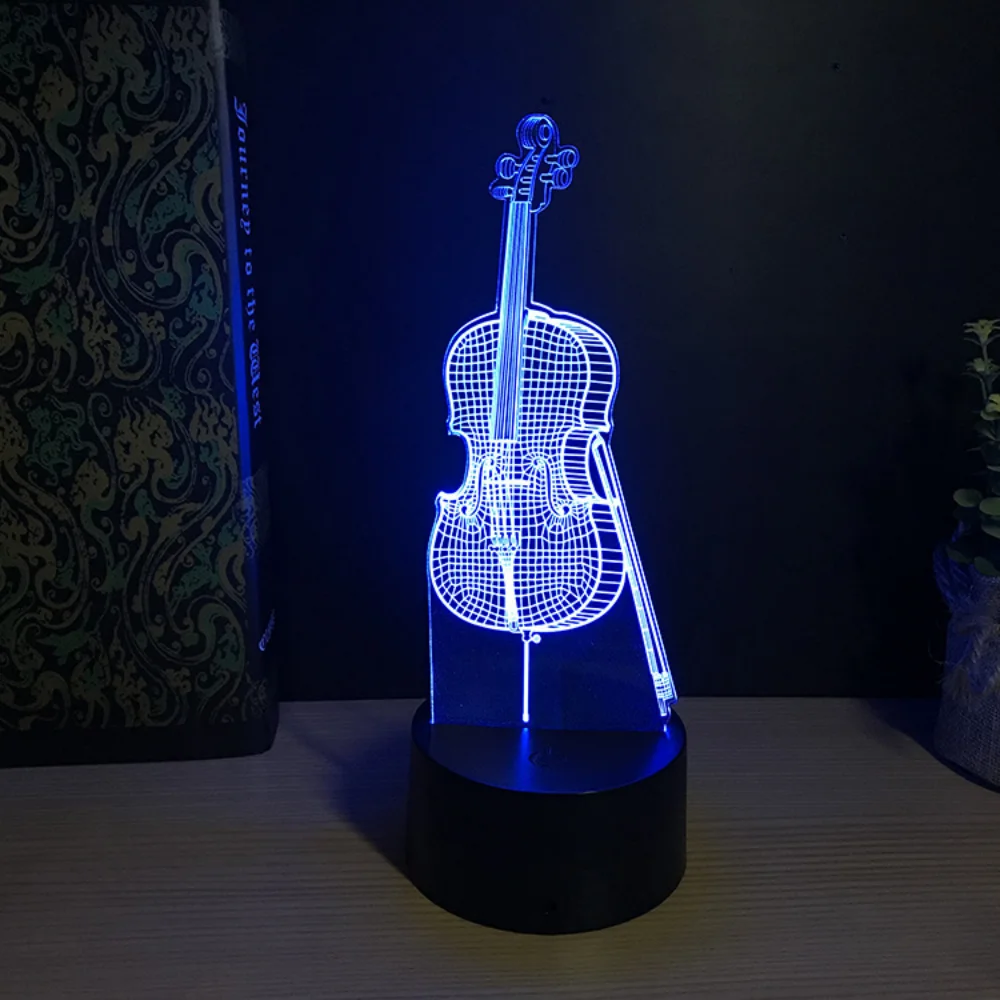 

Nighdn Cello 3D Lamp Small Decoration Gift Crafts Acrylic Night Light Birthday Gift 7 Colors Atmosphere Light USB Table Lamps