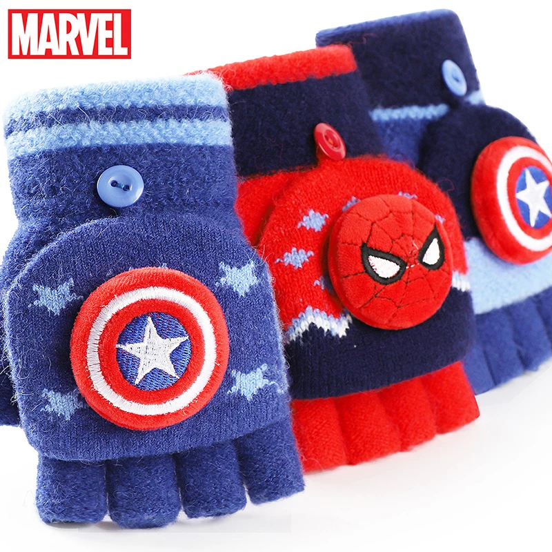 Disney Marvel Glove For Girl Cute Anime Spider-Man Gloves Kids Keep Warm Knit Gloves Women Birthday Outside Winter Children Gift