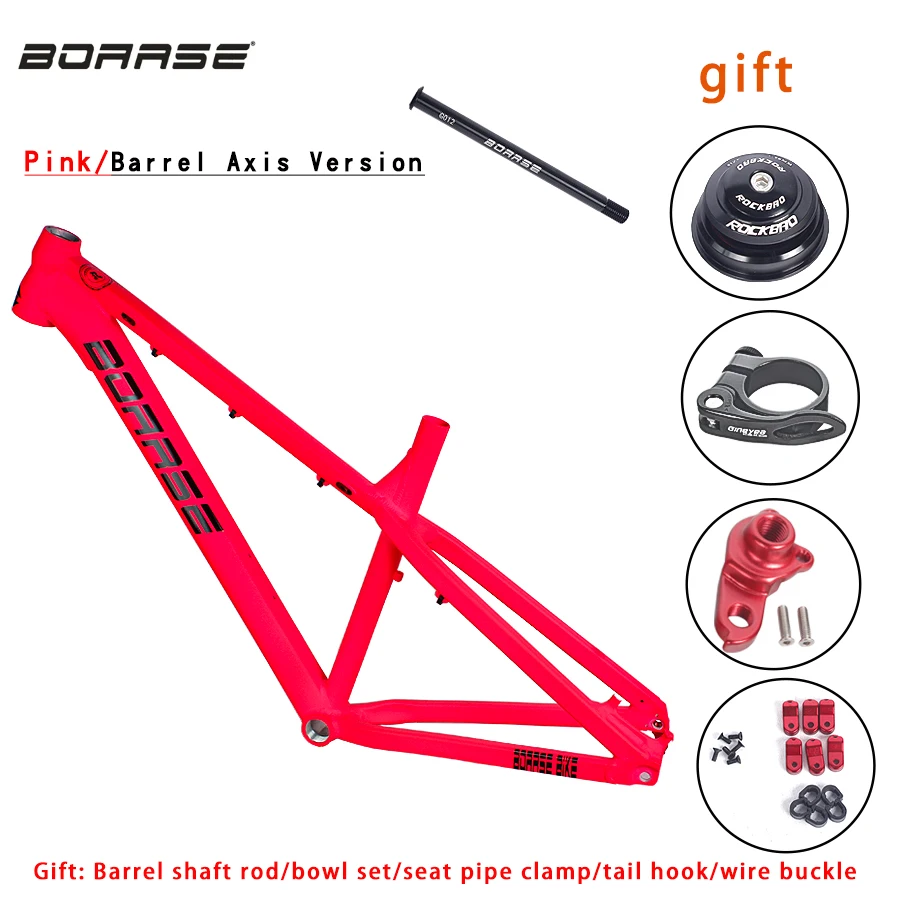 BOARSE-Mountain Bike Hard Tail Frame, Aluminum Alloy Height 155-188cm, 26 ", 27.5" Thru Axle AM, MTB