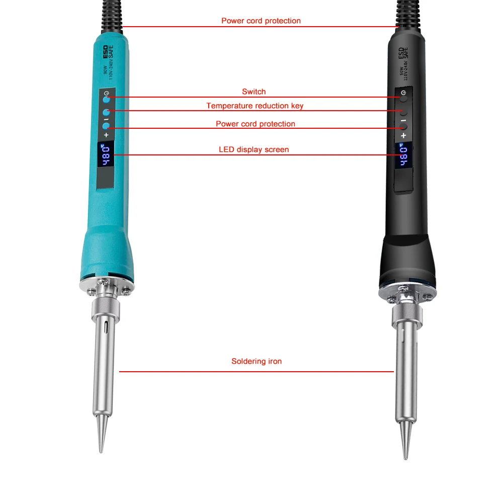 Soldering Iron Kit 90W digital LCD Soldering Iron set kit temperature adjustable welding tool set fast heating 4 wire heating element