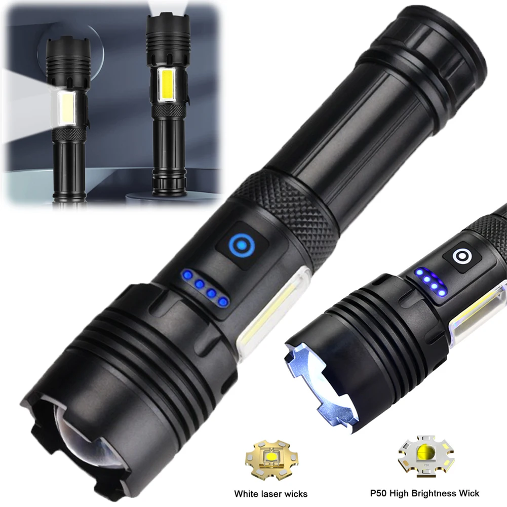 High Lumens Flashlight USB Rechargeable Zoomable Super Bright Flashlight Ultra Powerful LED Torch for Emergencies Camping Hiking