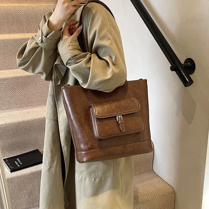 Tote Bag Women's 2024 Fashion Autumn and Winter Backpack High-end Shoulder Bag Large-capacity Commuter Handbag 3