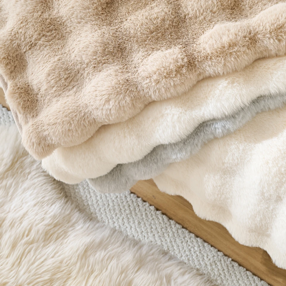 Soft Rabbit Fur Plush Sofa Slipcover Non Slip