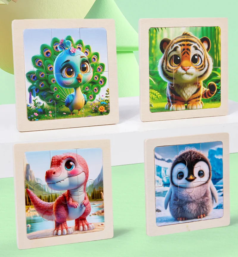 6 stück Holz Puzzle Kinder Montessori Spielzeug Dinosaurier Ozean Tier Kognitive Spielzeug Puzzles Pädagogisches Spielzeug Für Kinder – Detail 8