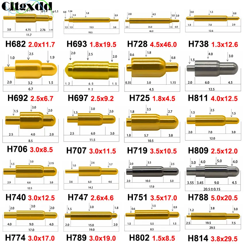 5 Stück Pogo-Pin-Steckverbinder, Federkontakt für SMD-Nadeln, PCB 6,5 7 8,5 10 11 11,5 14 17 18 MM Testsonde – Detail 3