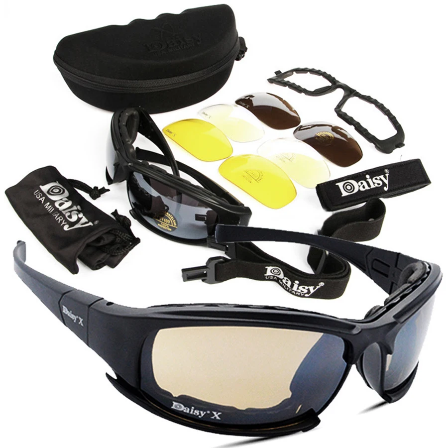 

Тактические поляризованные очки Daisy X7, военные очки, армейские солнцезащитные очки с 4 линзами в оригинальной коробке, мужские очки для стрельбы, походов, Gafas