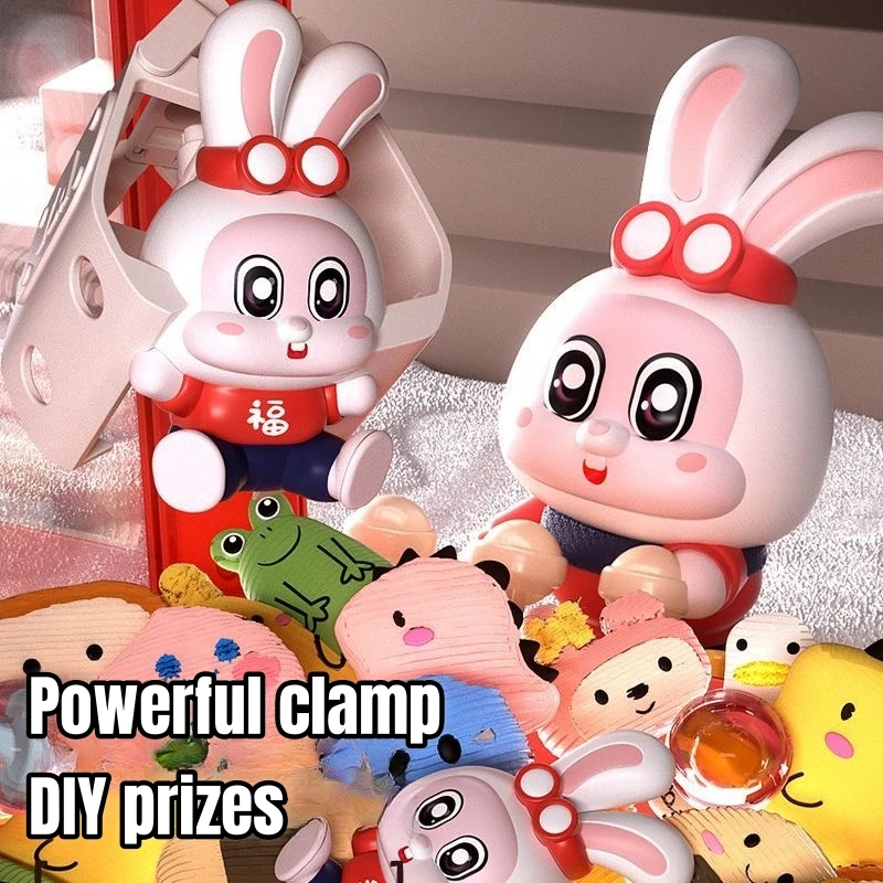 Kids Mini Claw Machine Toys DIY Cartoon Rabbit Coin Operated Play Games Prizes Doll Vending Machines Children Birthday Gifts 4