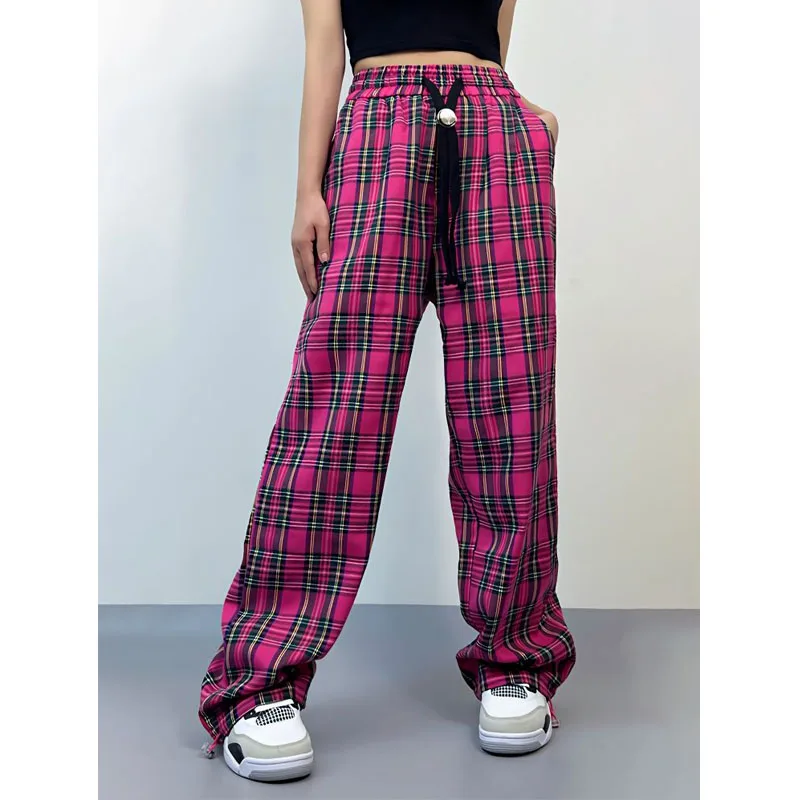 

HOUZHOU Harajuku Y2k Pink Plaid Pants Women Hippie Oversized Korean Fashion Jogger Sweatpants Streetwear Vintage Trousers Casual