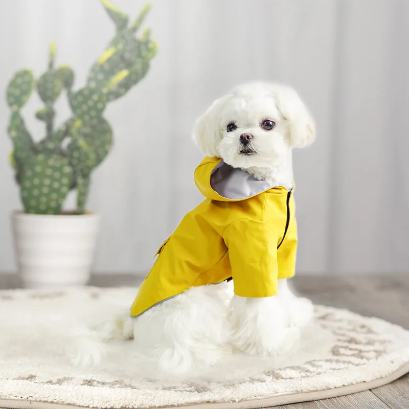 

Dog Raincoat Waterproof PU Reflective Clothes Hooded Jumpsuit Rainwear for Small Medium XXXL Dogs Teddy chihuahua Corgi