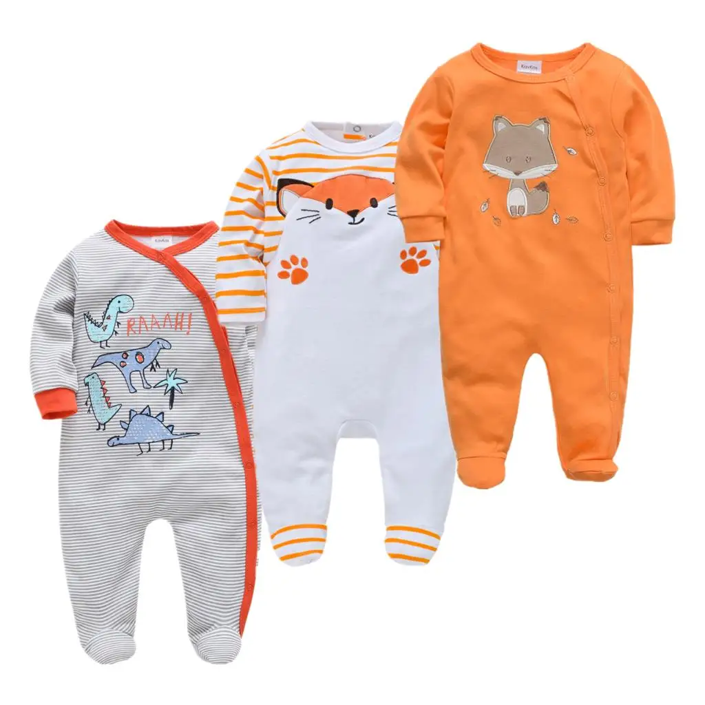 Infant Baby Boy Jumpsuit 3PCS Long Sleeve Toddler Girl Footies Cartoon Newborn Romper Baby Home Clothes Girl Spring Clothes