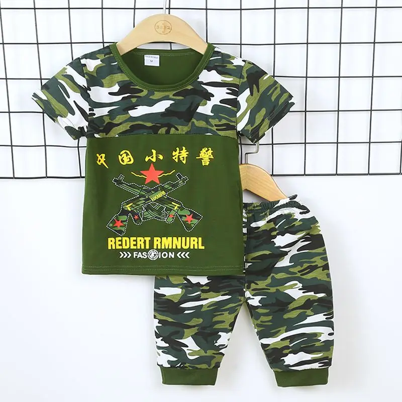 

Kids Boys Summer Print Clothing Set Camouflage Army Stage T-Shirt +Pants 2Pcs/Set Kids Streetwear Coat Infant Toddler Outfits