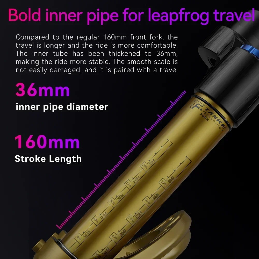 TANKE MTB Bike Fork 36mm Tube Mountain Bike Suspension Air Fork