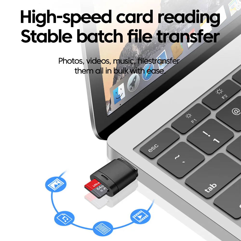 미니 TF 카드 리더 USB2.0-PC 노트북 액세서리용 TF 메모리 카드 어댑터 차량용 카드리더기의 고속 MicroSD