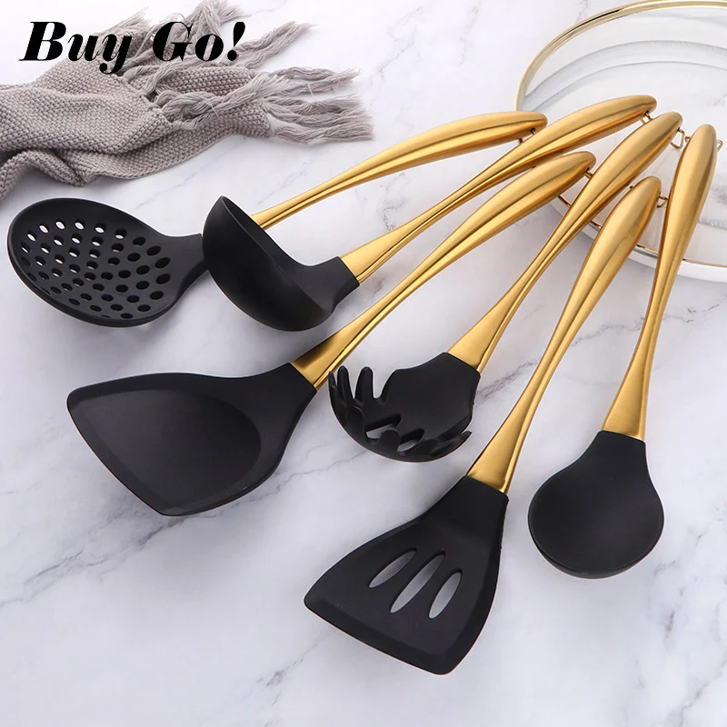 1pc/7pcs Kitchen Utensil Set Stainless Steel Cooking Utensils with Holder  Organizer Spatula Soup Spoon Colander Kitchen Gadgets - AliExpress