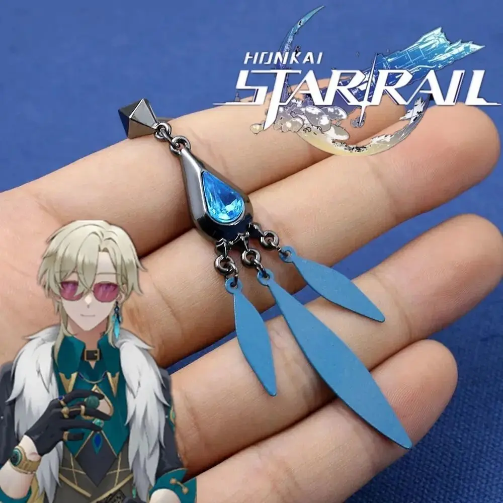 

Game Honkai Star Rail Aventurine Cosplay Earrings Peafowl Pendant Ear Studs Ear Clips Eardrops Jewelry Accessory Props Gifts