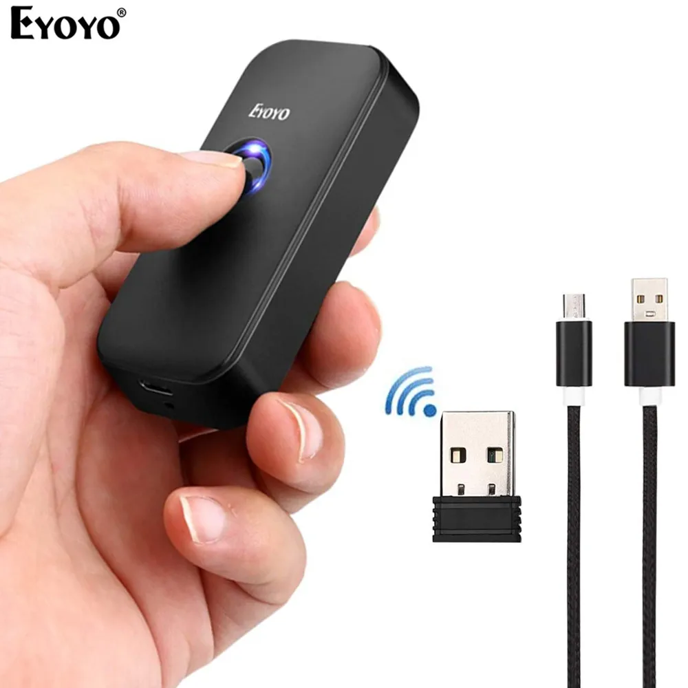 Eyoyo EY-009 Mini 1D/2D QR Barcode Scanner 2.4G Wireless&Bluetooth Bar Code Reader Portable 1D QR Image Scanner for IOS Android