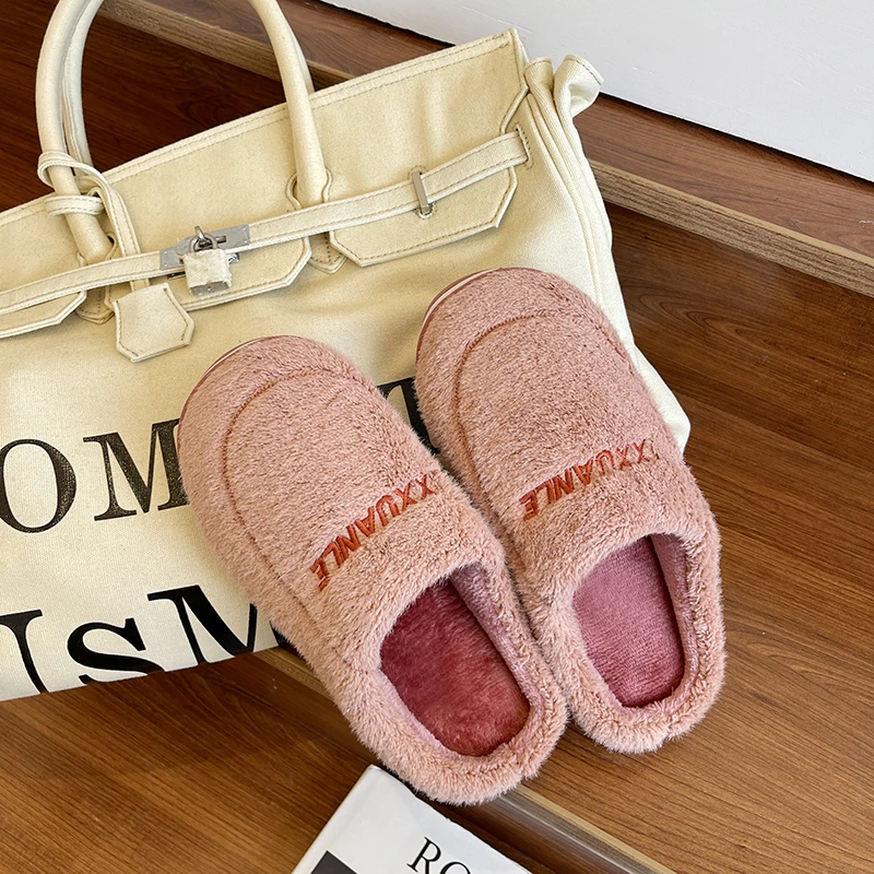 

Winter Men's Shoes Household Cotton Slippers Men Indoor Warm Plush Footwear Non-Slip Platform Slippers Couple Women Home Shoes