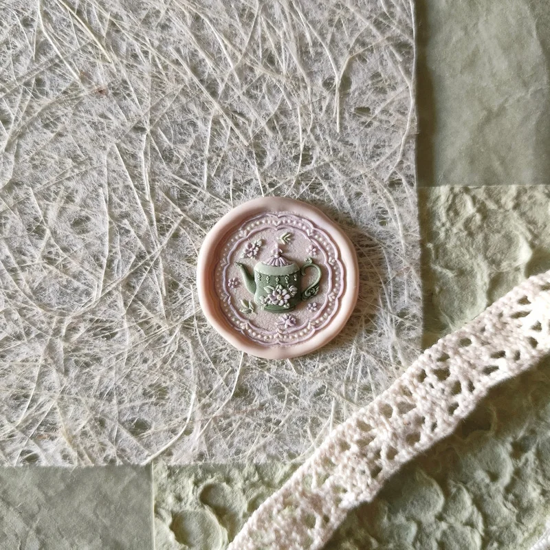 New 25mm Wax Seal Stamp Vintage Teapot 3d Relief Embossed Brass Head Sealing Wax Stamp DIY Scrapbook Envelope Fire Paint Seal