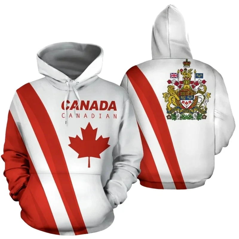 

New Men's Spring and Autumn Fashion Hoodie Canadian Maple Leaf 3D Printed Hoodie Unisex Harajuku Street Leisure Sports Wear