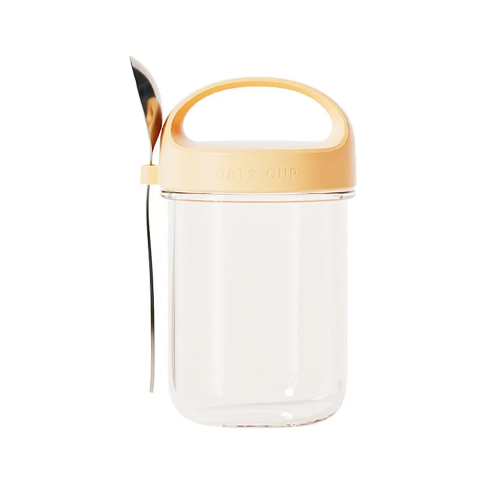 430ML New Breakfast Cups Oatmeal Cereal Nut Yogurt Salad Cup Leakproof Glass Oats Container With Lid Spoon Food Storage Box