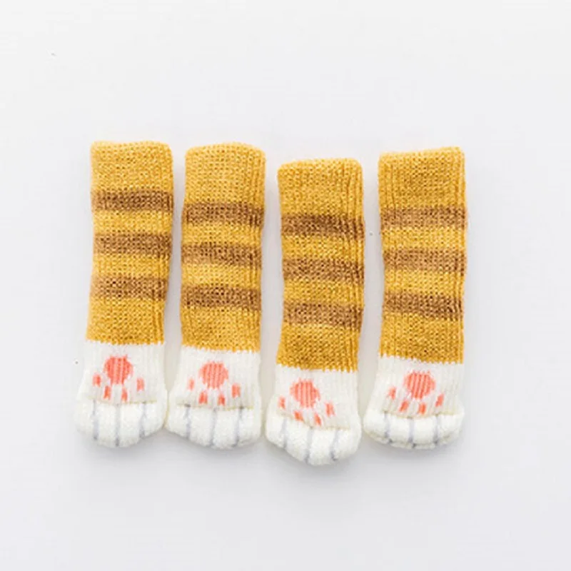 4Pcs Chair Leg Caps Socks Feet Protector Pads Furniture Table Covers Socks Plugs Cover Cute Cat Paw Table Foot Home Decor