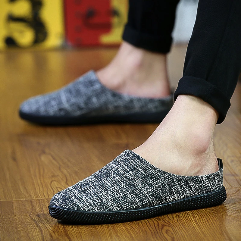 

2022 Linen Men's Casual Half Slippers Beach Tide Shoes