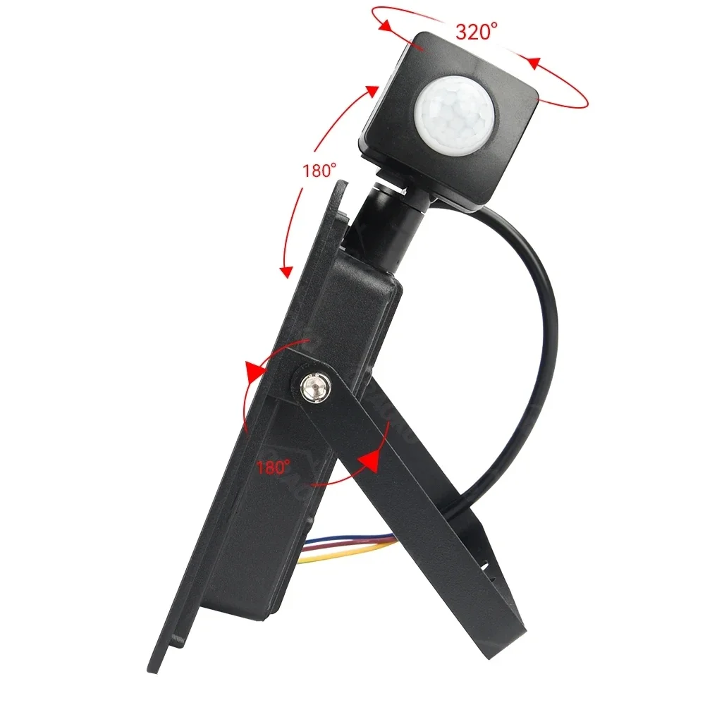 모션 센서가 있는 LED 투광 조명, 야외 220V 프로젝터 램프, 10W 20W 30W 50W 100W 방수 IP66 보안 초점