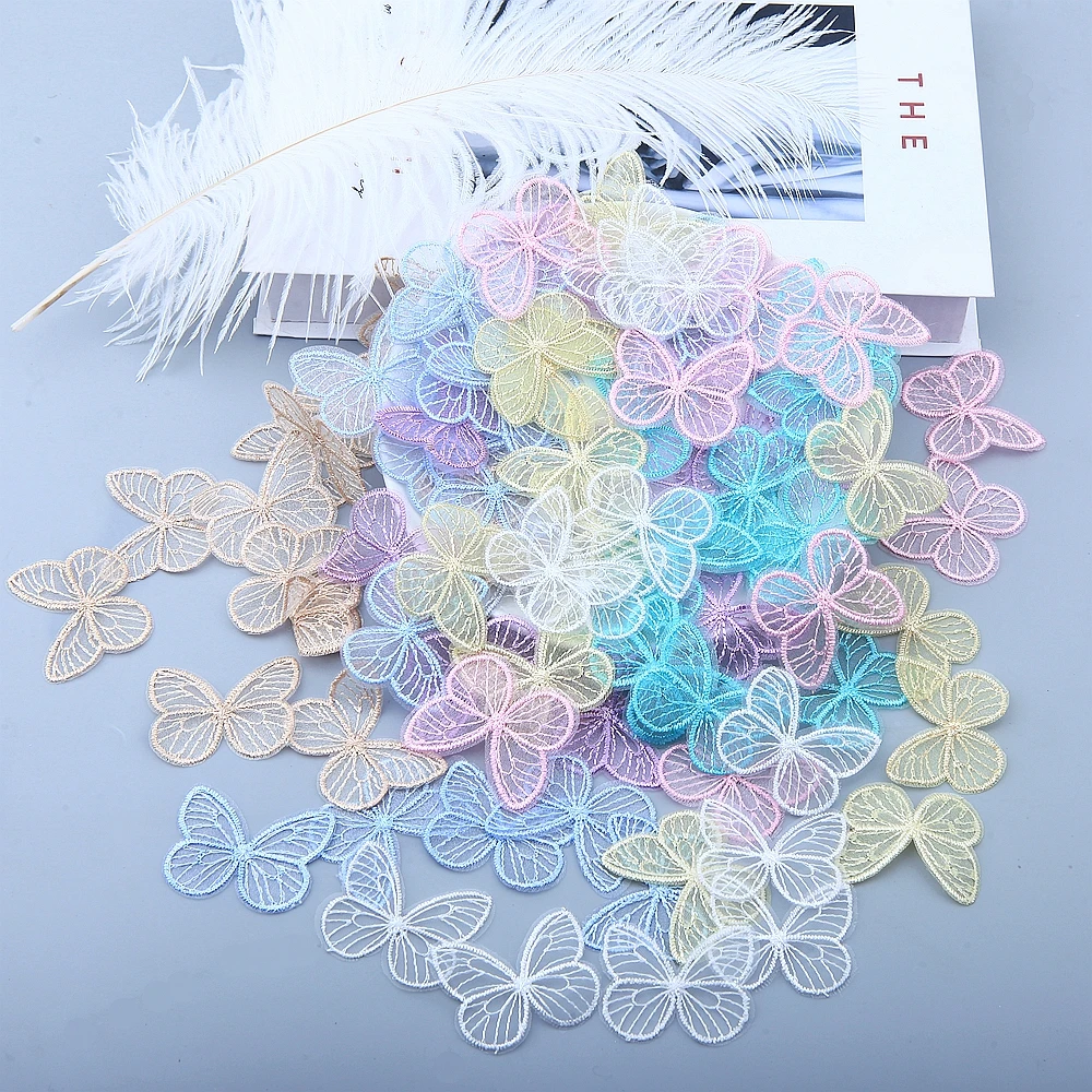 

4 шт./комплект, кружевные нашивки с бабочками