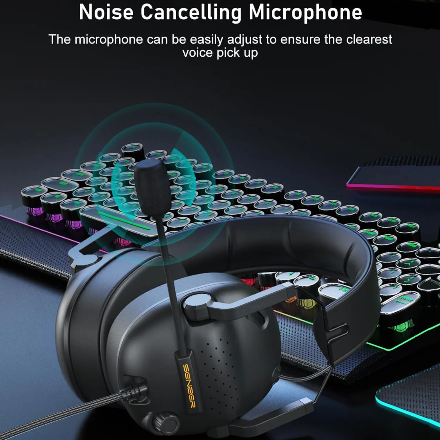 Cuffie da gioco cablate con microfono per PC, Xbox One Series, Ps4, Ps5, Switch, cuffie con cancellazione del rumore per laptop, Nintendo, giocatori - Image 5