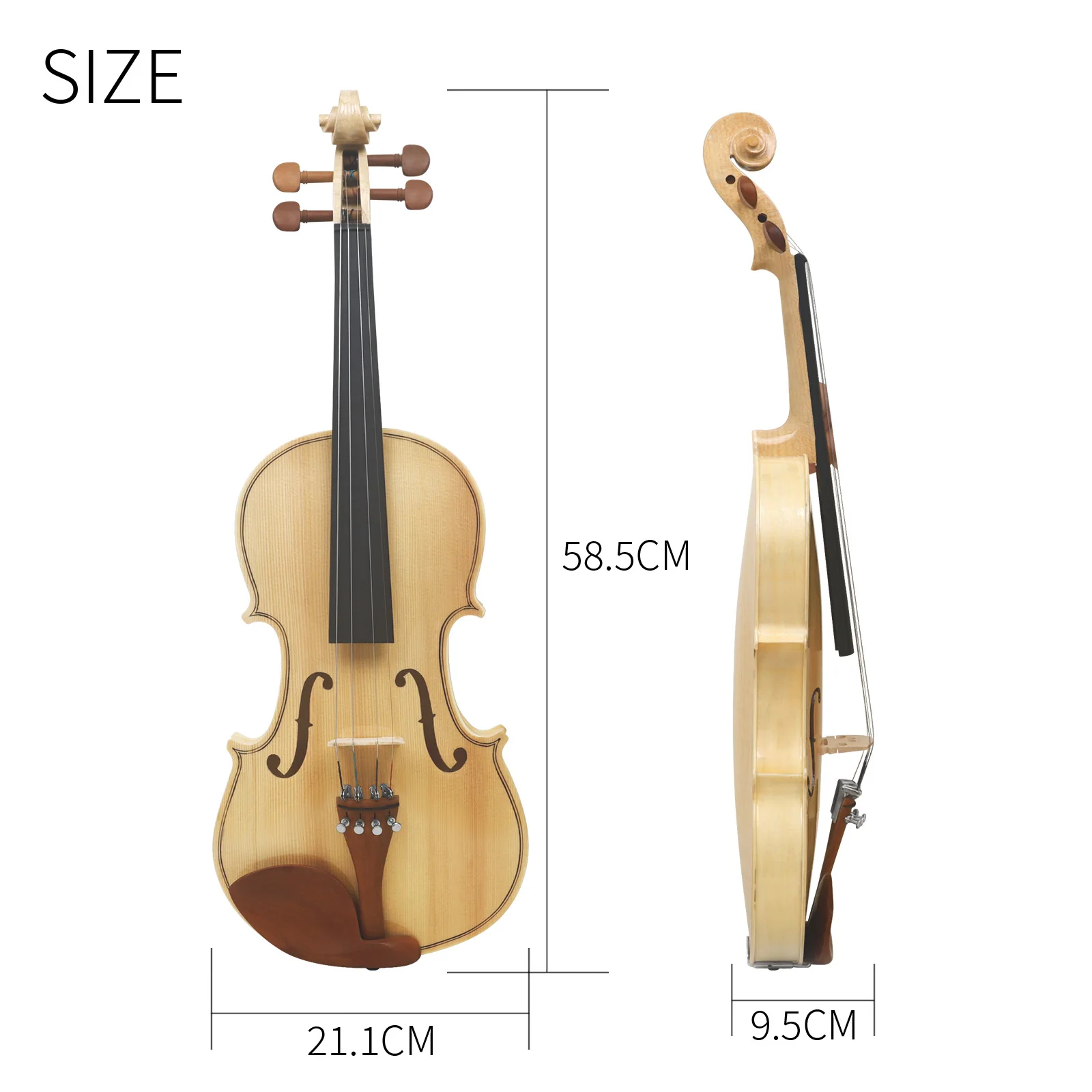 4/4 Violin Spruce Top Maple Craft Tiger Stripe Ebony Parts Handcrafted 4/4 Violin with Spruce Top for Beginners Professionals