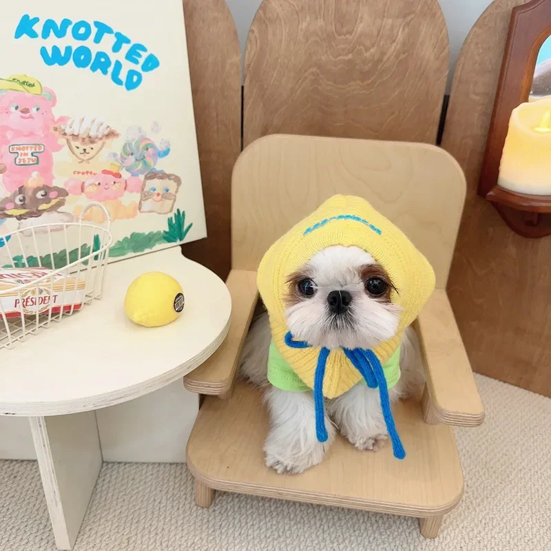 애완 동물 모자 개 가을 겨울 모직 모자 슈나우저 Marzis 중소형 개 스카프 모자귀여운 컬러 모자 개 액세서리