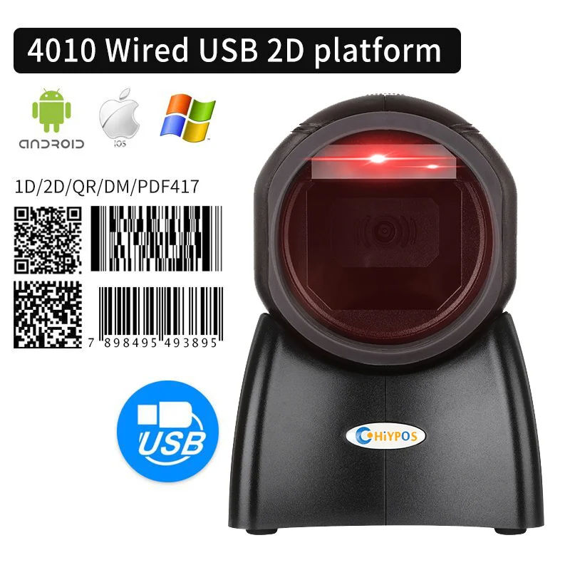 Barcode scanner Omni Barcode Scanner 1D/2D Scanner Ticketing QR Code Desktop Auto Sense Data Matrix Reader