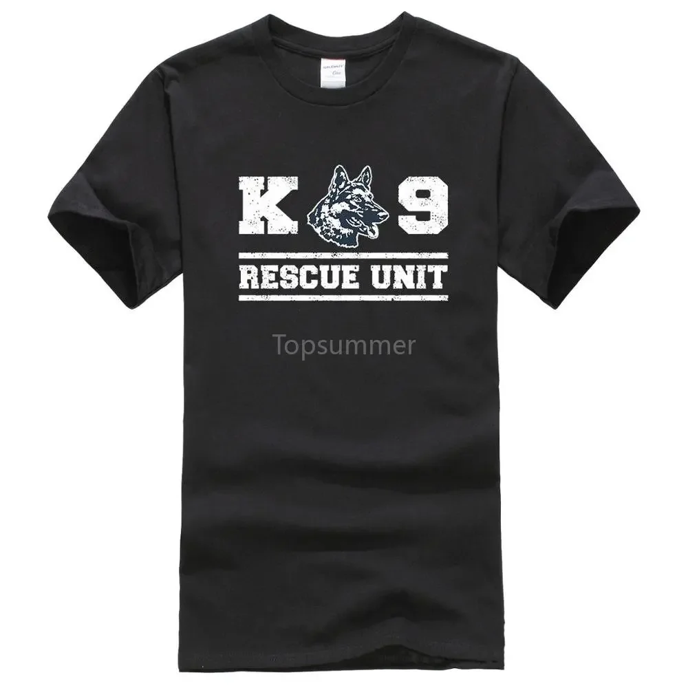 

K9 спасательная футболка с собакой, военный оператор, пожарный немецкий овчаг, Мужская хипстерская футболка, крутые Топы