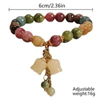 Exquisite Natural Stone Bracelet Elegant Lily of The Valley Flower Pendant Elastic Beaded Bracelets for Women Party Jewelry Gift 6