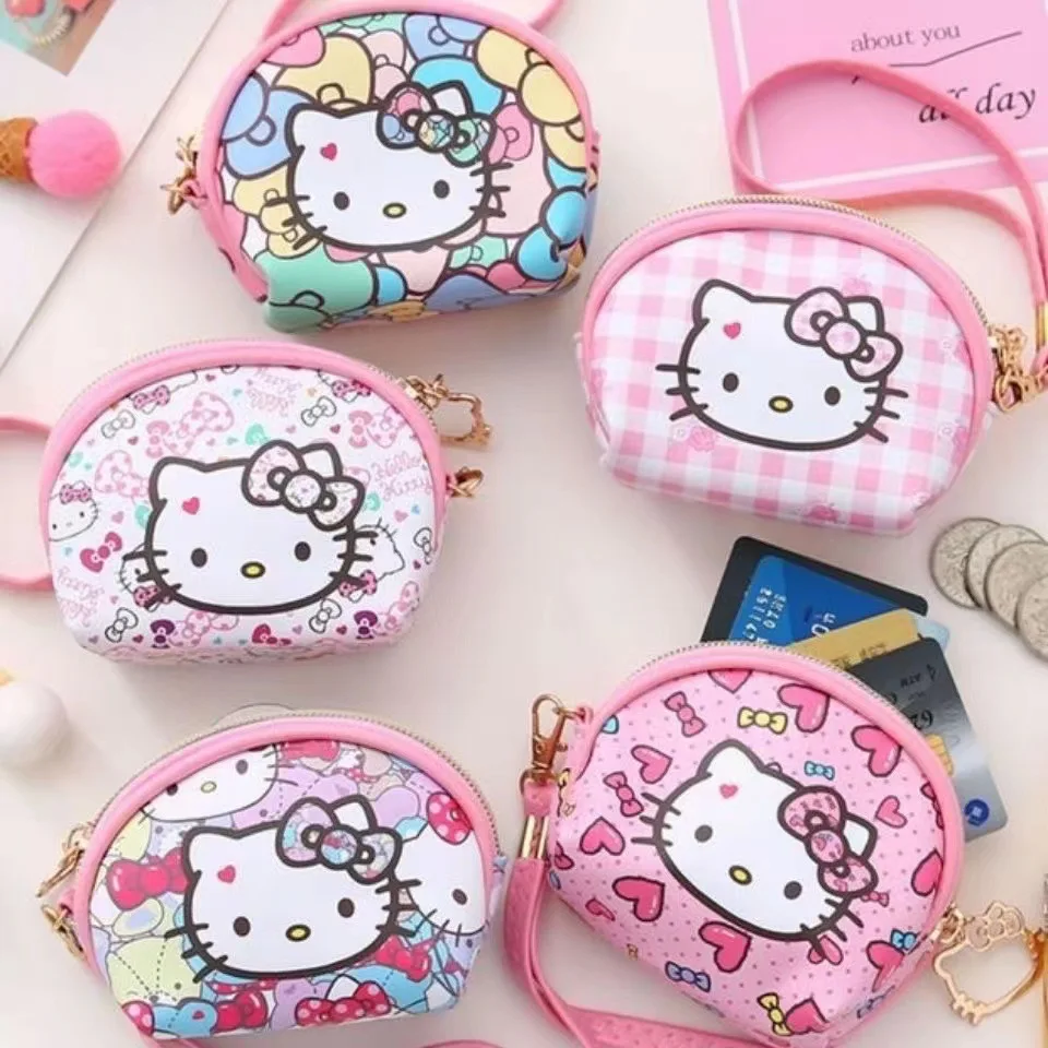

New Cartoon Sanrio Zipper Coin Purse Hello Kitty Mini Simple Fashion Coin Bag Cute Kawaii Handbag Pendant Small Purse Girl Gift