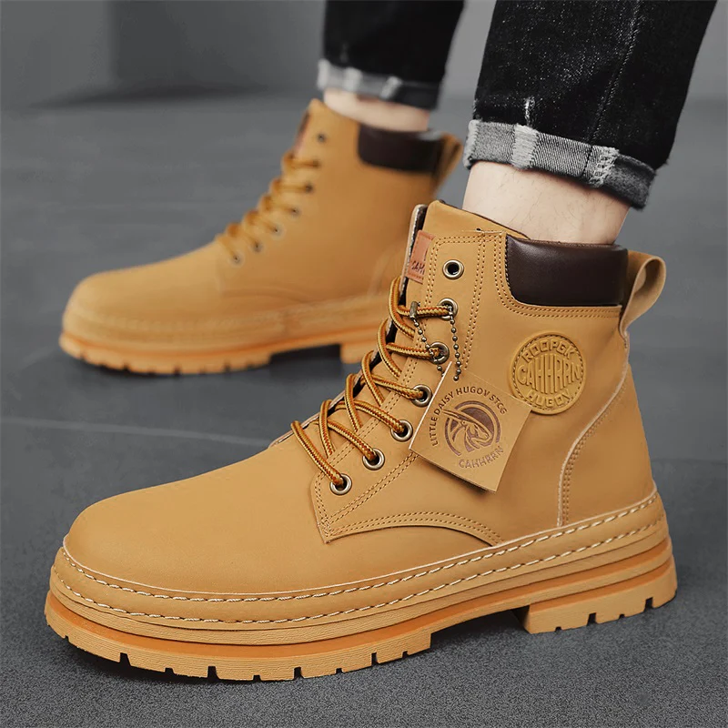 Mens Boots Casual Winter Shoes Platform Leather Outdoor Designer Luxury Work Safety Ankle Sneakers Chelsea Cowboy Tactical