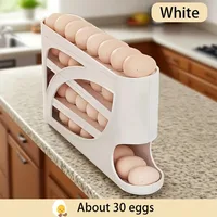 Support à œufs pour réfrigérateur, design coulissant automatique, rangement gain de place, matériau PP transparent, ustensile de cuisine pour la conservation des aliments 4