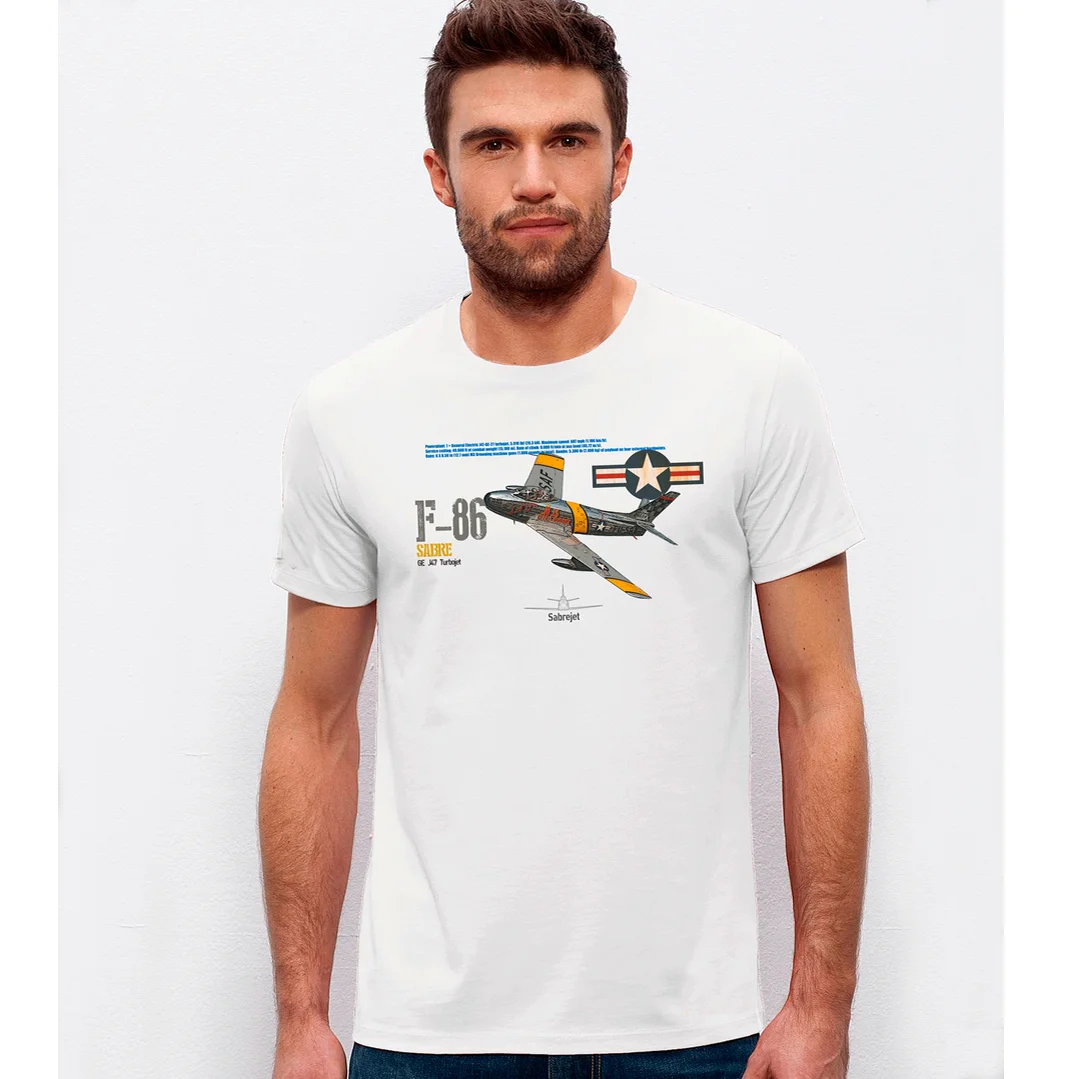 

US Air Force F-86 Sabre Jet Fighter Aircraft T Shirt New 100% Cotton Short Sleeve O-Neck T-shirt Casual Mens Top