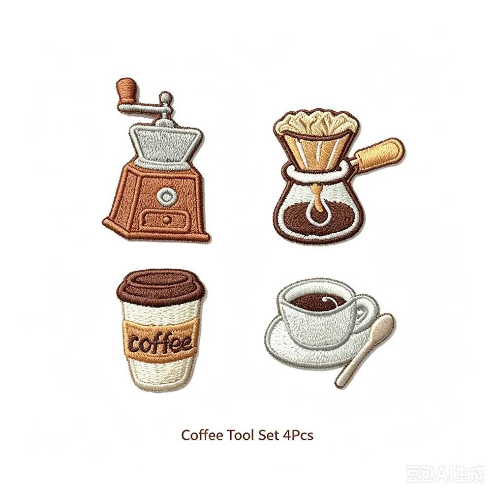 2-12pcs Coffee Bread Embroidery Patches Iron‑on Mini Food Applique for Clothing Backpack Notebook Jeans DIY Sewing Decor