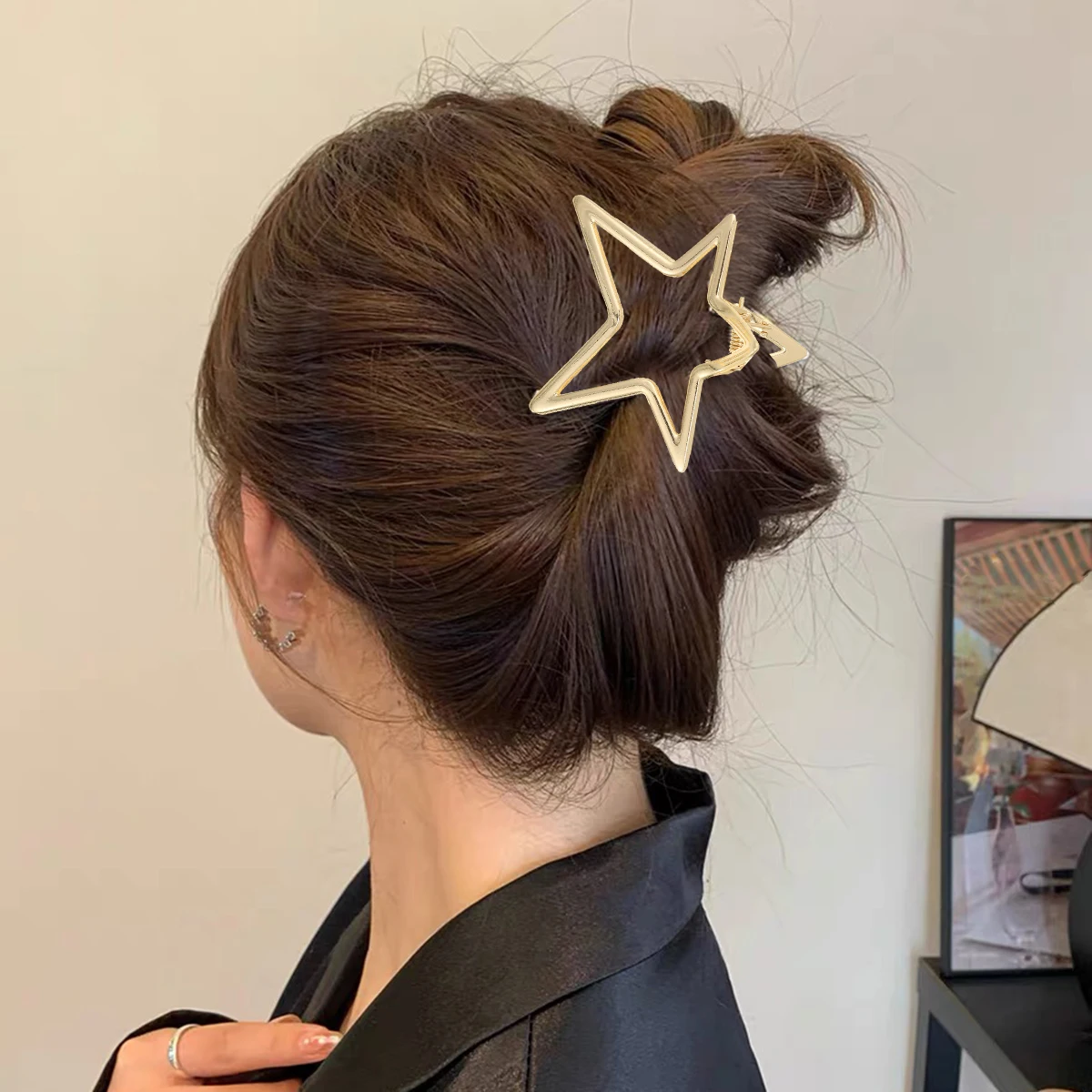 AWAYTR Harajuku Hohlstern Pentagramm Stern Haarklammern Süßer cooler Charme Trend Haarspange für Frauen Y2k Haarschmuck – Detail 4