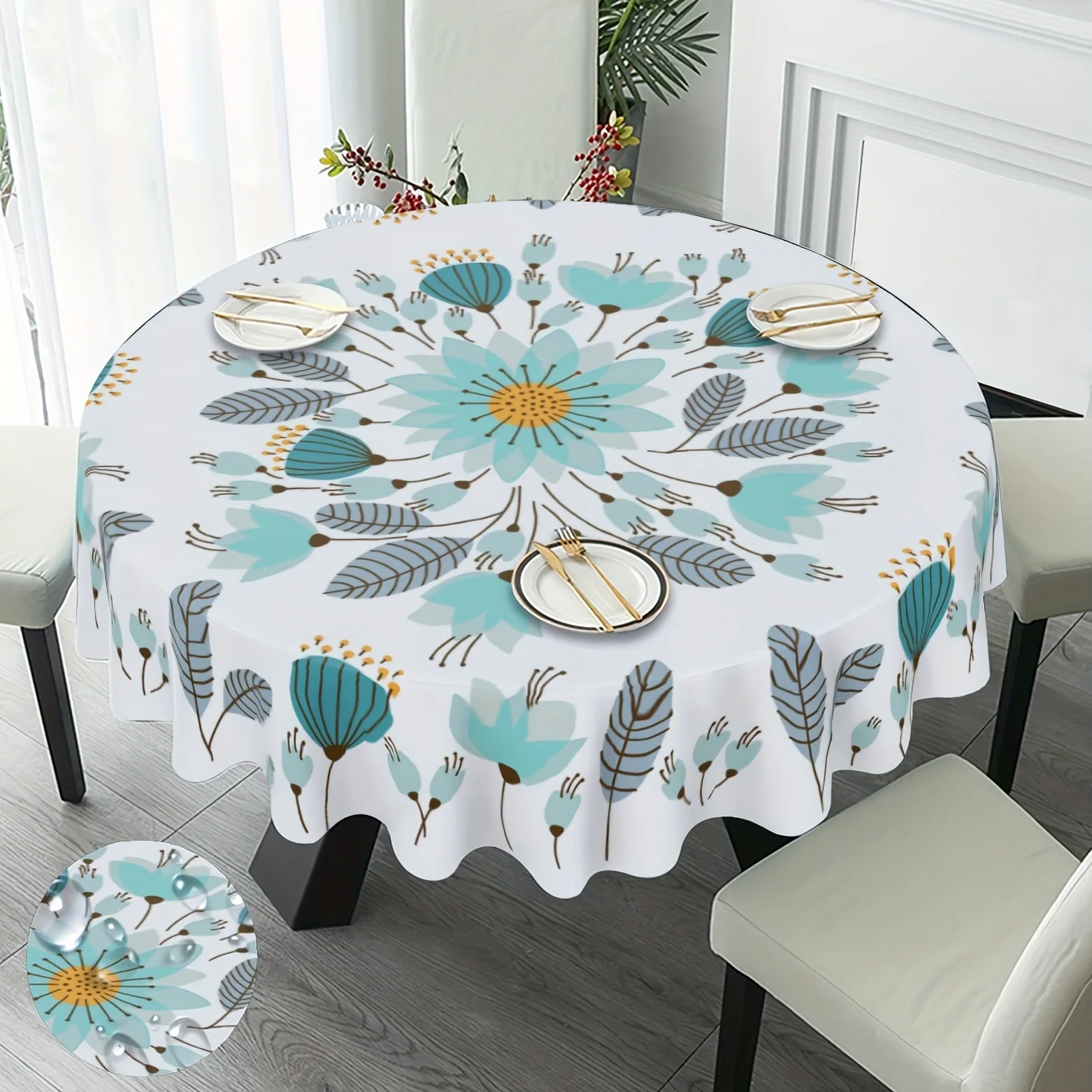 FloralRoundTableclothFarmhouseRusticTableclothSpringSummer