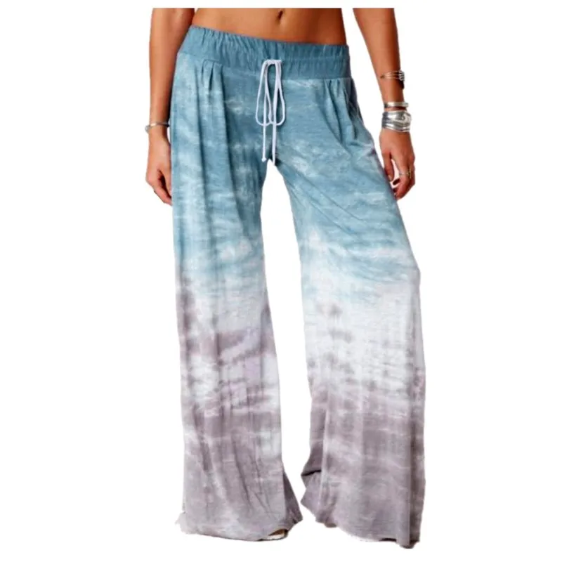 

Women's Loose And Gradient Printed Yoga Wide Leg Sports Pants, Comfortable And Casual Versatile Mid Waist Pants