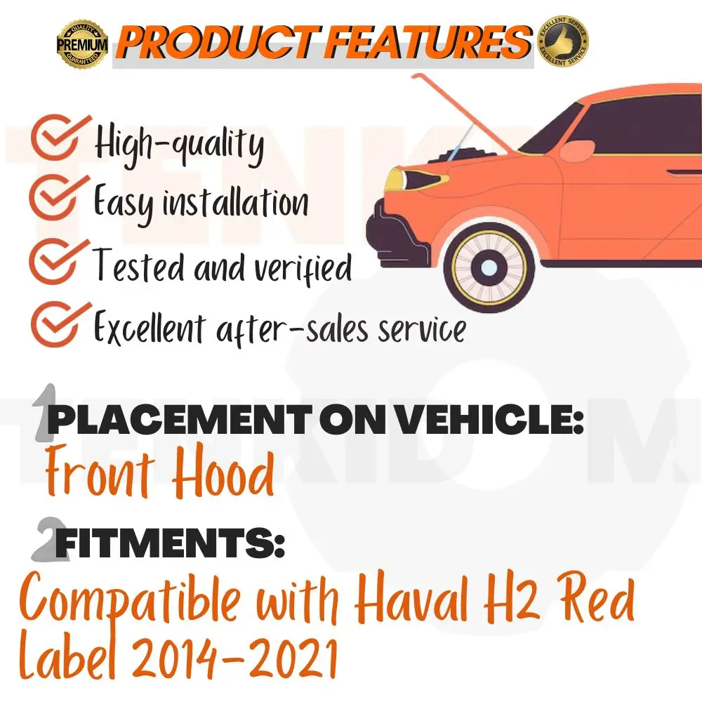 Haval H2 Red Label 2014-2021 용 프론트 후드 스트럿 쇼크 리프트는 보닛 가스 댐퍼 스프링을 지원합니다. 드릴 없음