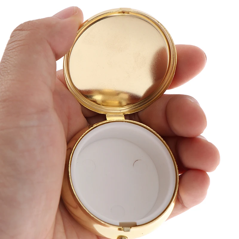 

Round Metal Pillbox Portable Small Medicine Organizer Inside Single Compartment Pill Box Personal Healthcare Supplies