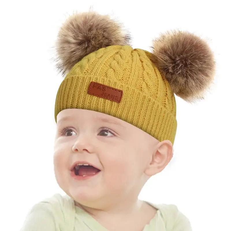 Toddler Girl Hat Pompom Knitted Ski Beanie Hat Comfortable Warm Stretchy Kids Beanie Hats For Boys Girls Toddler Baby School