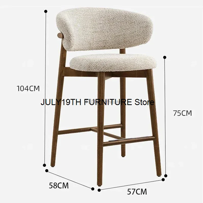 Nordic Light Solid Wood Bar Chairs Modern Home Kitchen High Bar Stools Designer Fabric Backrest Stools for Furniture bar chairs