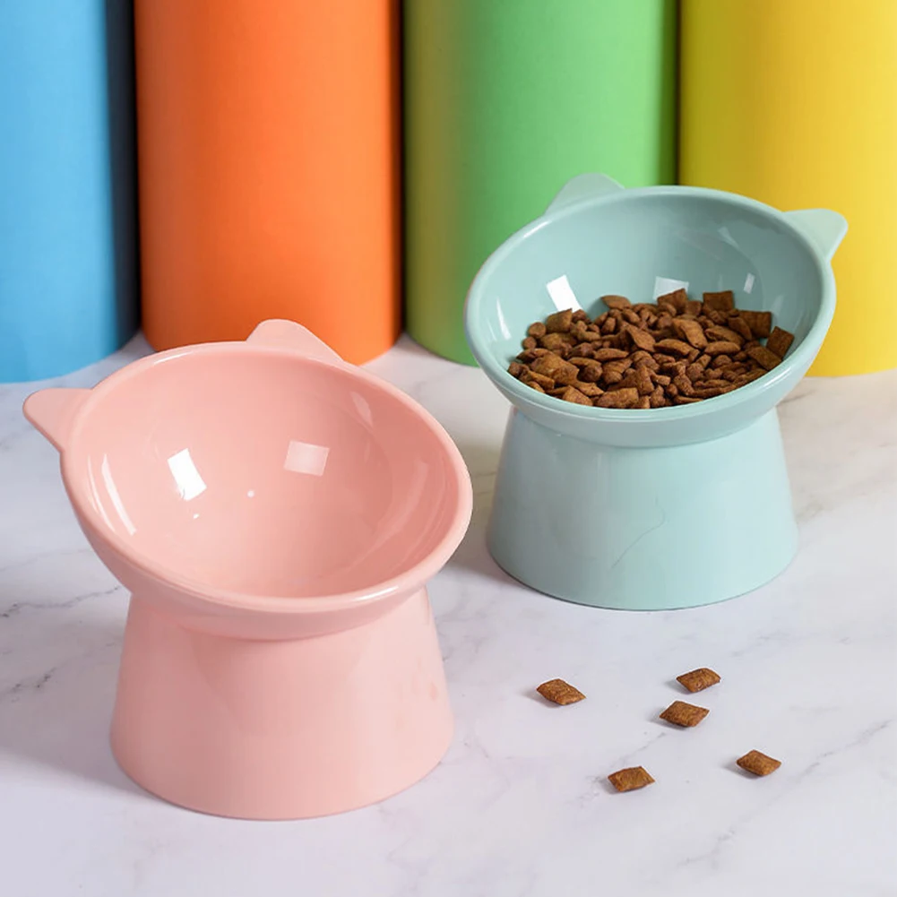 Tilted Cat Food Bowl Elevated Cat Bowl Ergonomic Raised Cat Food Bowl Anti Vomiting Plastic Feeding Bowl Non Slip for Cats Dogs 4