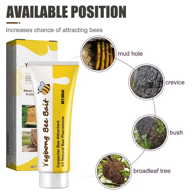 60ml Bee Attractant All-natural Ingredients Bee TrapEasy To Attractant Bee Set Up Trap Bait Beekeeping Equipment Honey Lure Tool