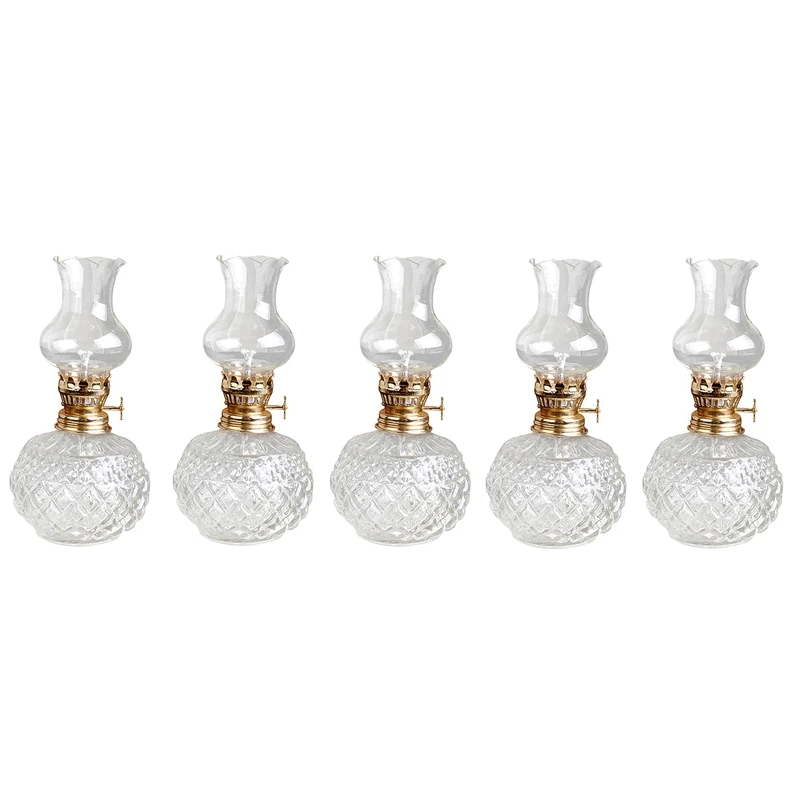 

5X Indoor Oil Lamp,Classic Oil Lamp With Clear Glass Lampshade,Home Church Supplies